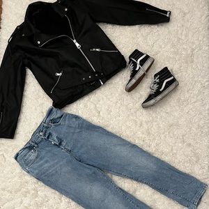 Missguided black faux leather oversized biker jacket